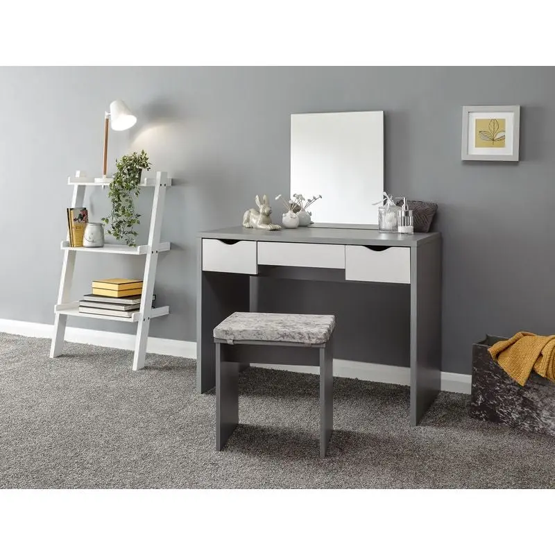 Elizabeth Grey Tall Dressing Table Featuring 3 Drawers 1