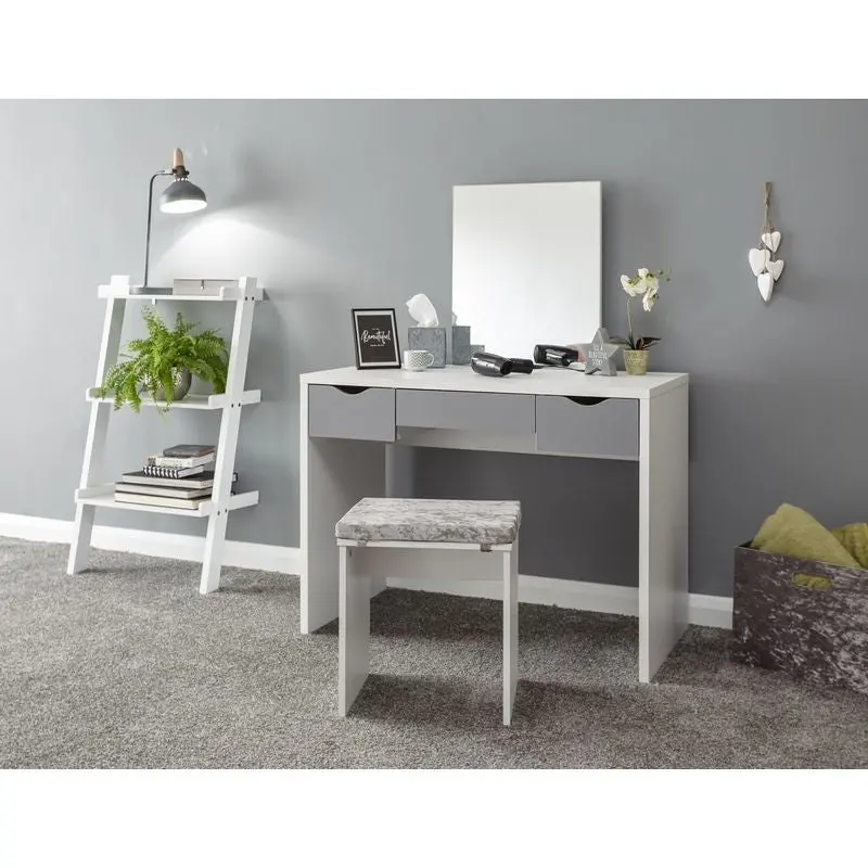 Elizabeth White And Grey Tall Dressing Table With 3 Drawers 1
