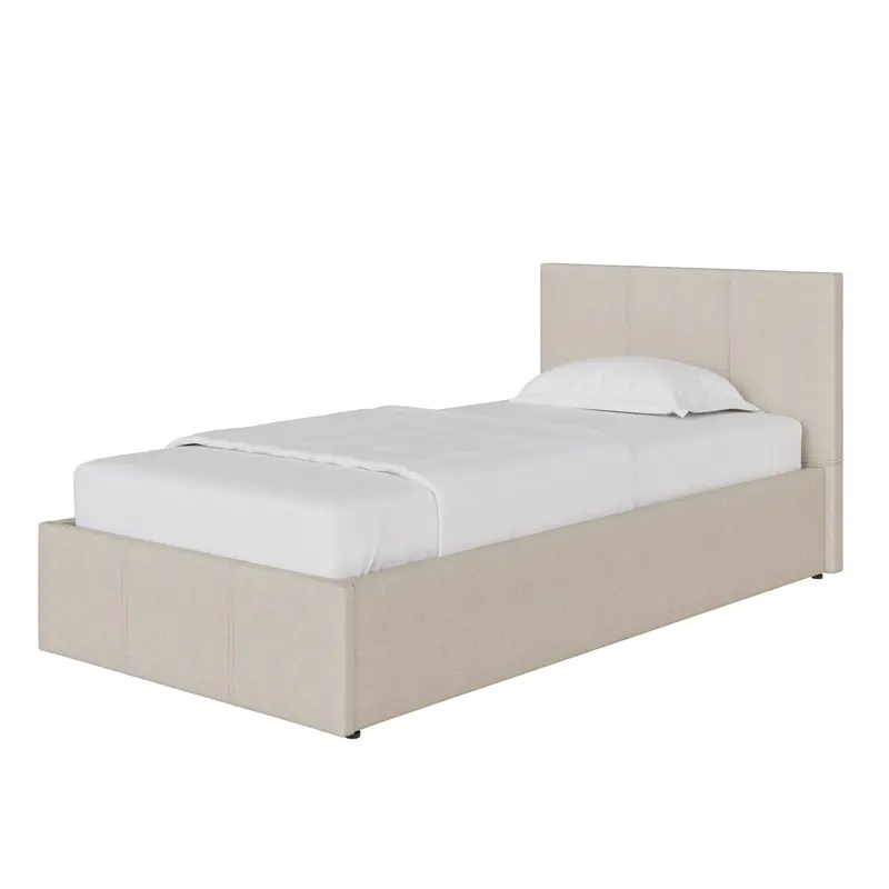 End-Lift Small Double Ottoman Bed – Natural Finish, 3' X 7' Storage Base 1