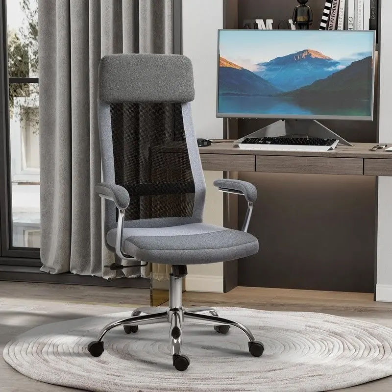 Ergonomic Office Chair With Linen-Textured Mesh Back, Adjustable Height, And 360° Swivel 1