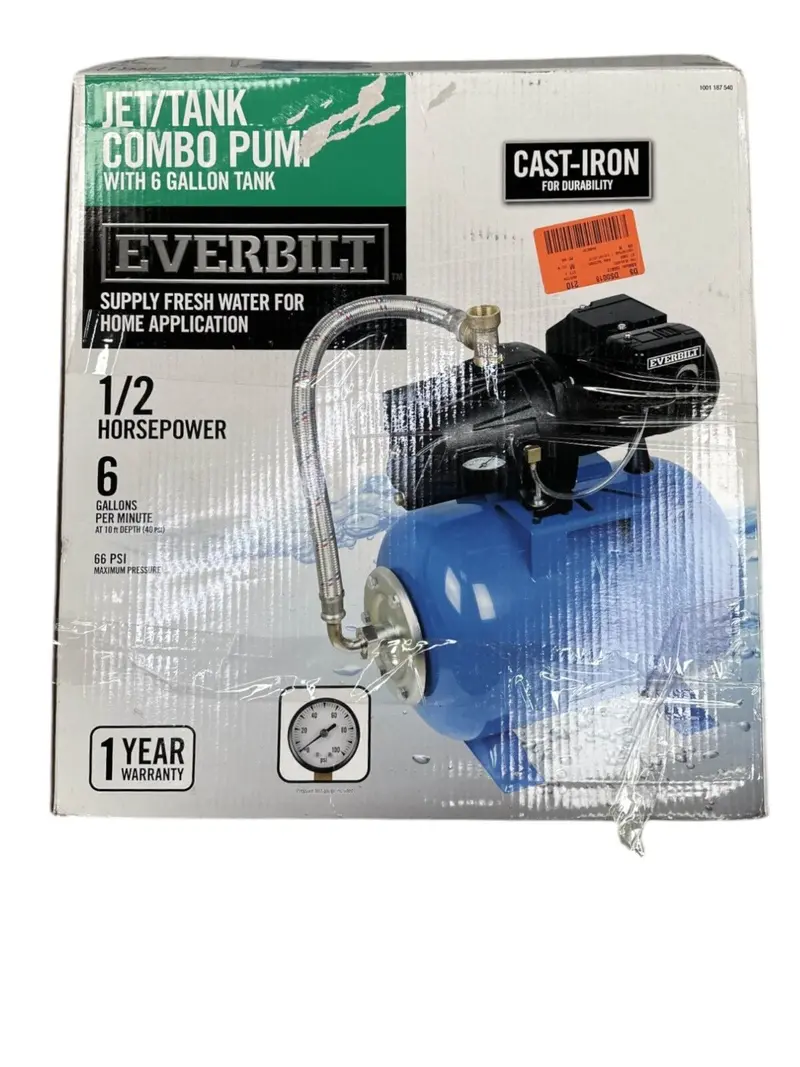 Everbilt Autoj100A2 Shallow Well Jet Pump – 1/2 Hp With 6-Gallon Pressure Tank 1