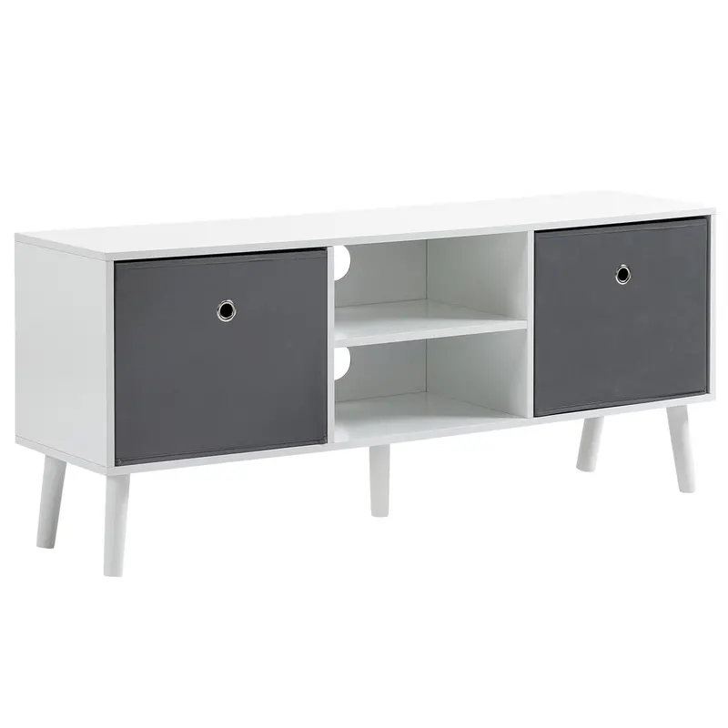 Fabric-Drawer Tv Stand With Soft-Close Storage 1