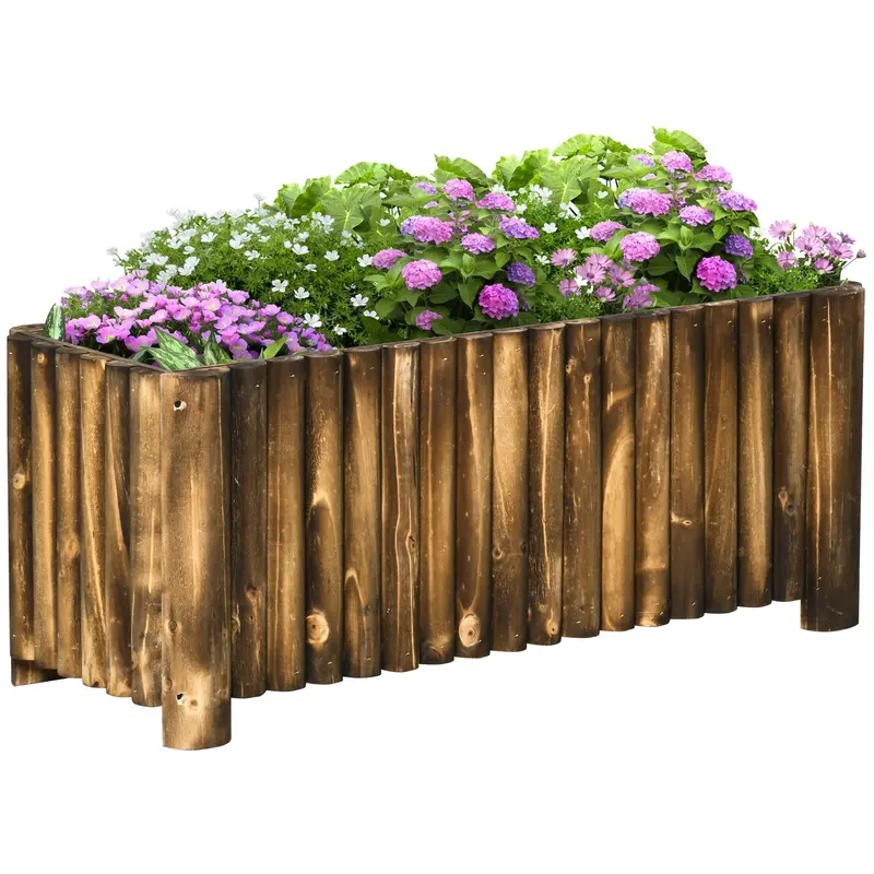 Fir Wood Raised Planter Box – Rectangular 100L Garden Bed (40W × 40H × 100L Cm) 1