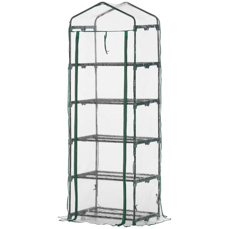 Five-Tier Transparent Mini Greenhouse – 69 X 49 X 193 Cm, Metal Frame, Pvc Cover 1