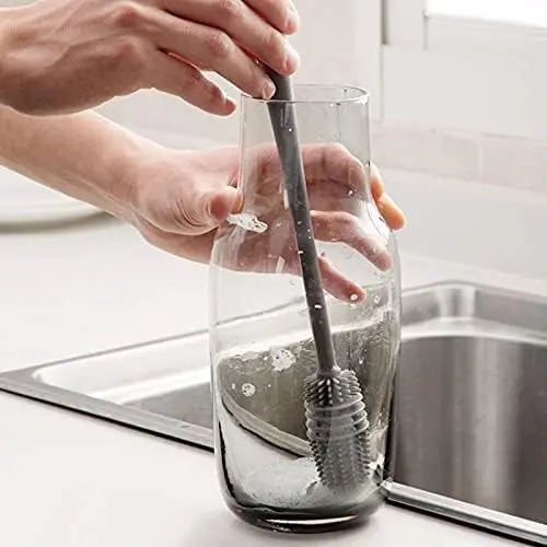 Flexible Silicone Bottle Brush With Compact Handle – Ideal For Baby Bottles, Travel Mugs, Vases & Narrow Containers 1