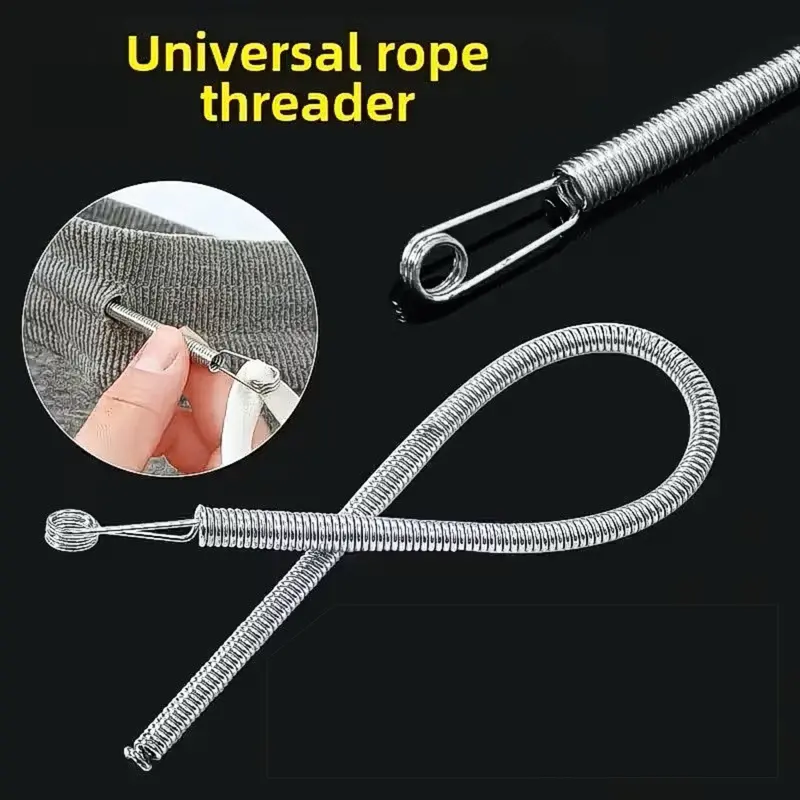 Flexible Spring-Loaded Threading Tool – Stainless Steel Universal Drawstring & Elastic Cord Guide For Crafts & Repairs 1