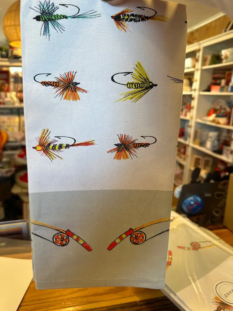 Fly Fishing Illustrated Linen Tea Towel 1