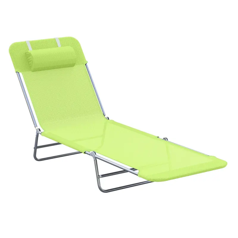 Foldable Aluminum Sun Lounger With Adjustable Backrest And Carry Bag 1