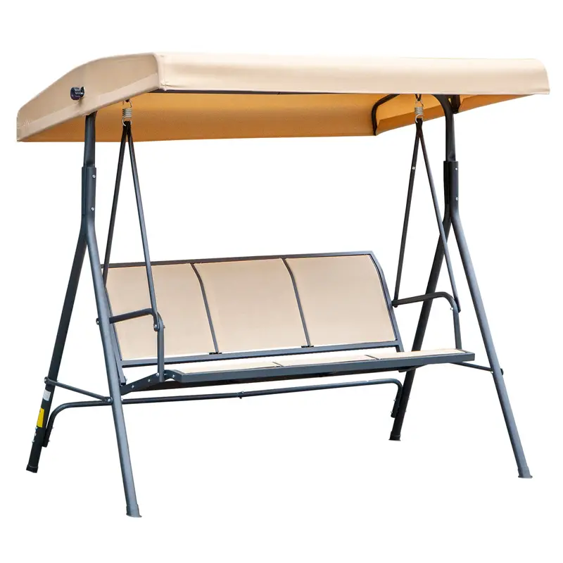 Freestanding 3-Person Swing Chair – Indoor/Outdoor Hanging Hammock Seat With Steel Frame 1