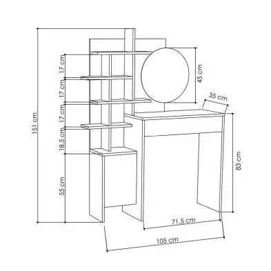 Freyja Natural-And-White Tall Dressing Table – 1 Door, 5 Shelves, 1 Drawer 1