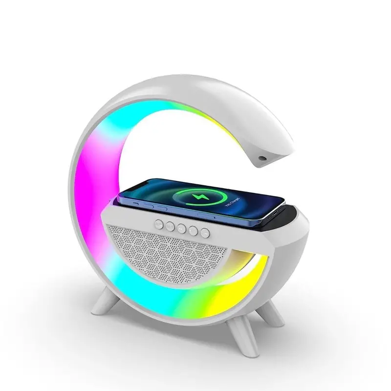 G-Shaped Bluetooth Desk Lamp – Atmosphere Light With Wireless Charging, Fm Radio & 7 Color Modes 1