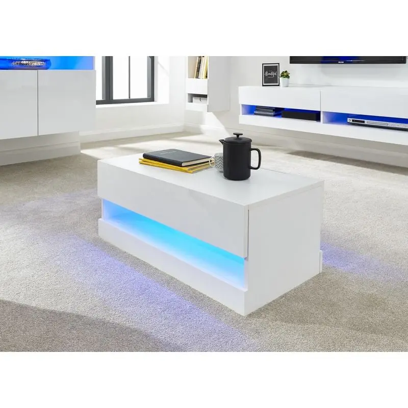 Galicia Extendable White Coffee Table – 75Cm With Lower Shelf 1