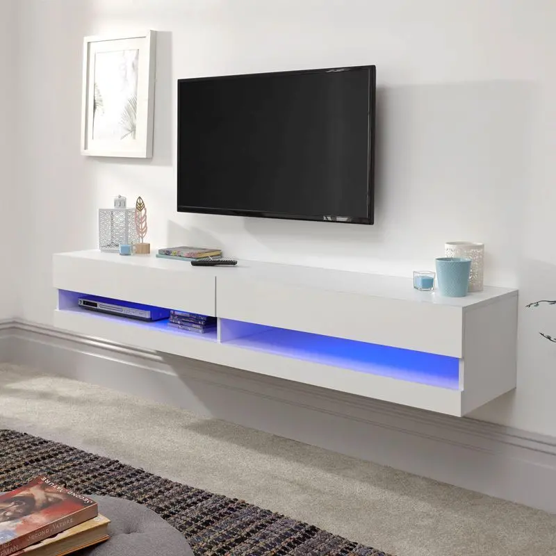 Galicia White Tv Stand With 2 Shelves And 2 Cabinet Doors 1