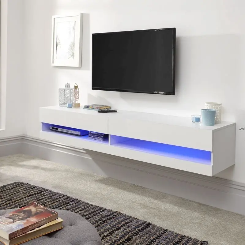 Galicia White Tv Stand With Two Open Shelves 1