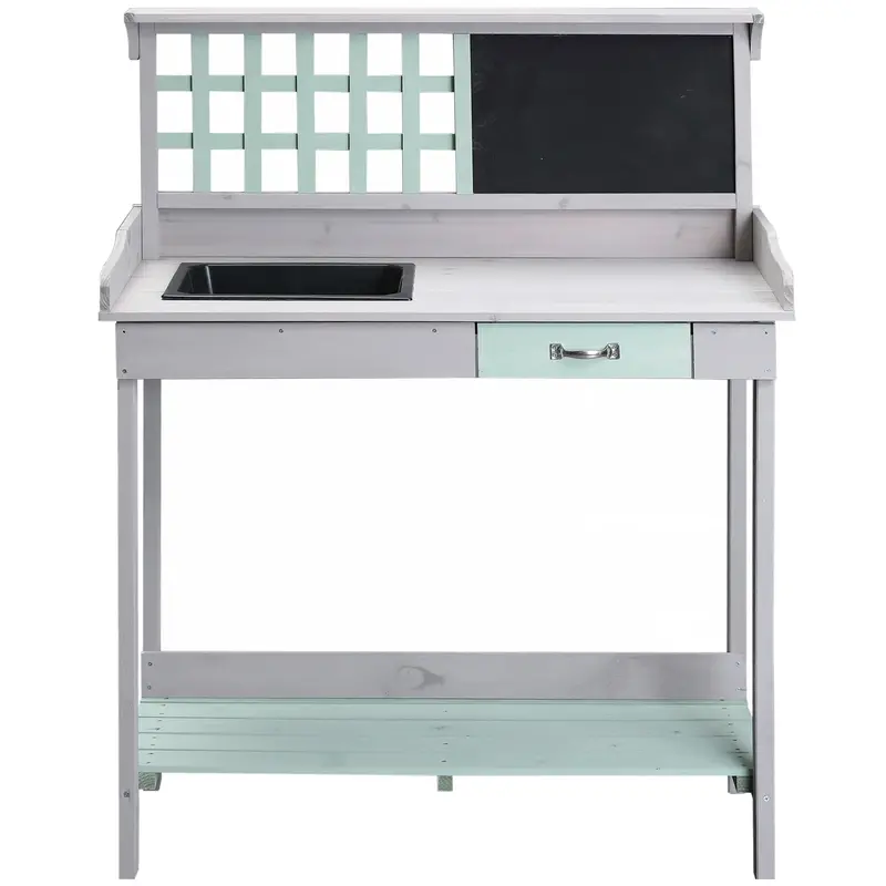 Garden Potting Table Featuring Integrated Sink And Storage 1
