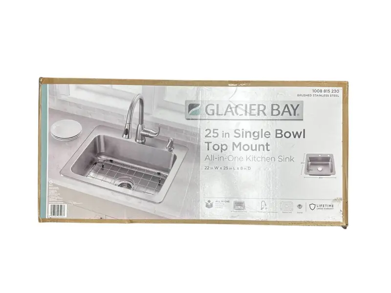 Glacier Bay 25-Inch Top-Mount Single-Bowl Kitchen Sink – Inspection Required 1
