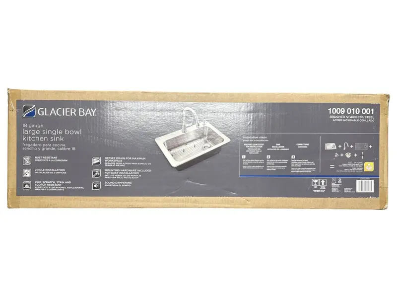 Glacier Bay 33-Inch Drop-In Single-Bowl Stainless Steel Kitchen Sink – Inspection Required 1