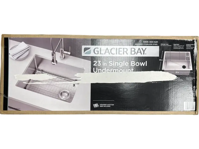 Glacier Bay Vur2318A1Ac 23-Inch Undermount Single-Bowl Stainless Steel Sink (18-Gauge) 1