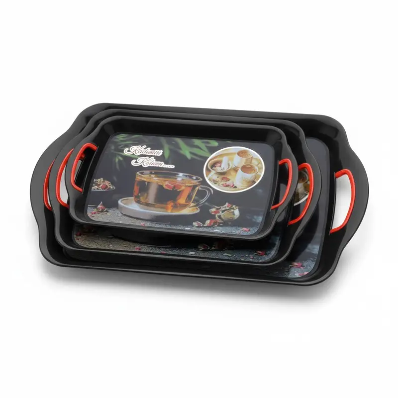 Glossy Bpa-Free Serving Tray Set – 3-Piece Stylish Plastic Trays For Kitchen, Office & Home Decor 1