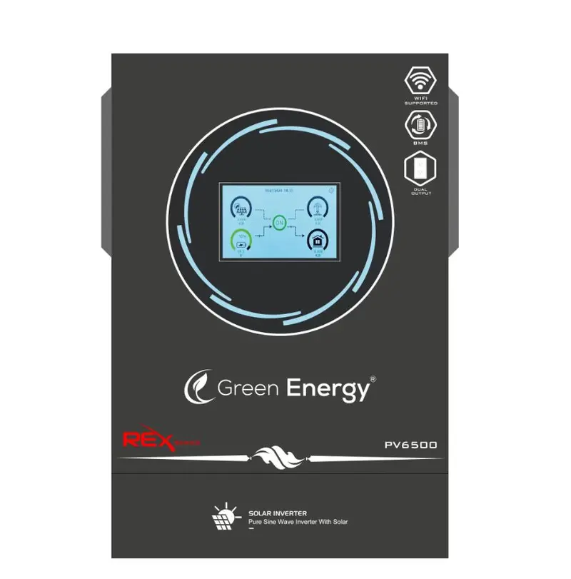 Green Energy Rex 4Kw Hybrid Solar Inverter Pv6500 – Built-In Wifi, Lithium Battery Support, Dual Output 1