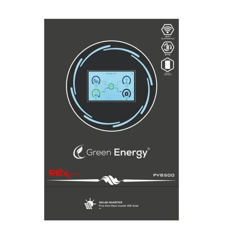 Green Energy Rex 6.2Kw Hybrid Solar Inverter Pv8500 – Wifi-Enabled, Lithium-Compatible, Dual Ac Output 1
