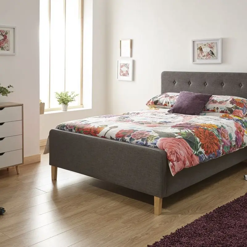 Grey Fabric Double Ottoman Bed – Ashbourne Collection (5' X 7') 1