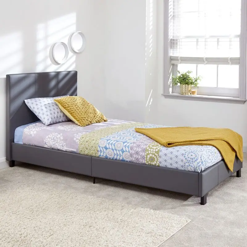 Grey Faux Leather Bugi Single Bed Frame (3' X 7') 1