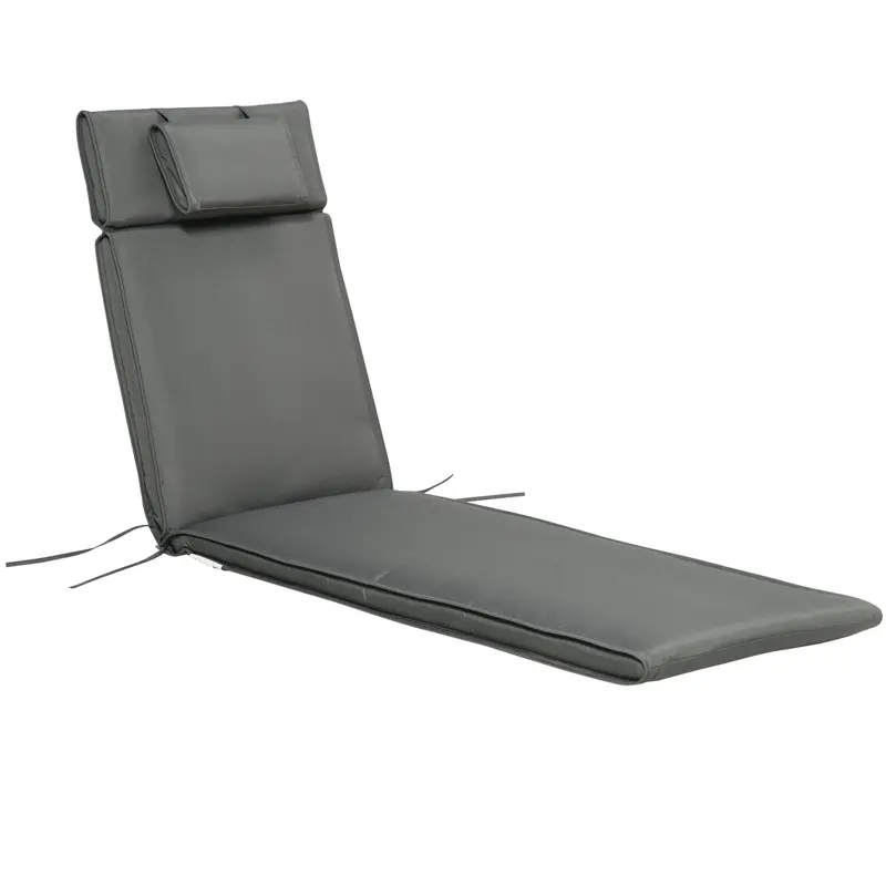 Grey Outdoor Folding Chair Cushion – High-Back Seat Pad Replacement 1