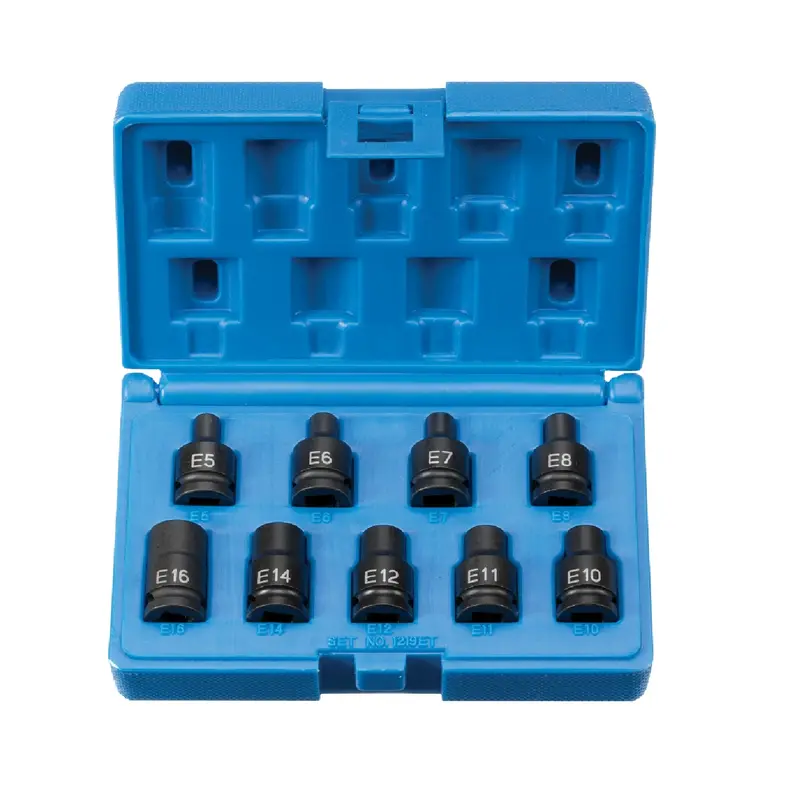 Grey Pneumatic 1219Et 3/8" Drive External Star (Torx) Impact Socket Set — 9-Piece 1