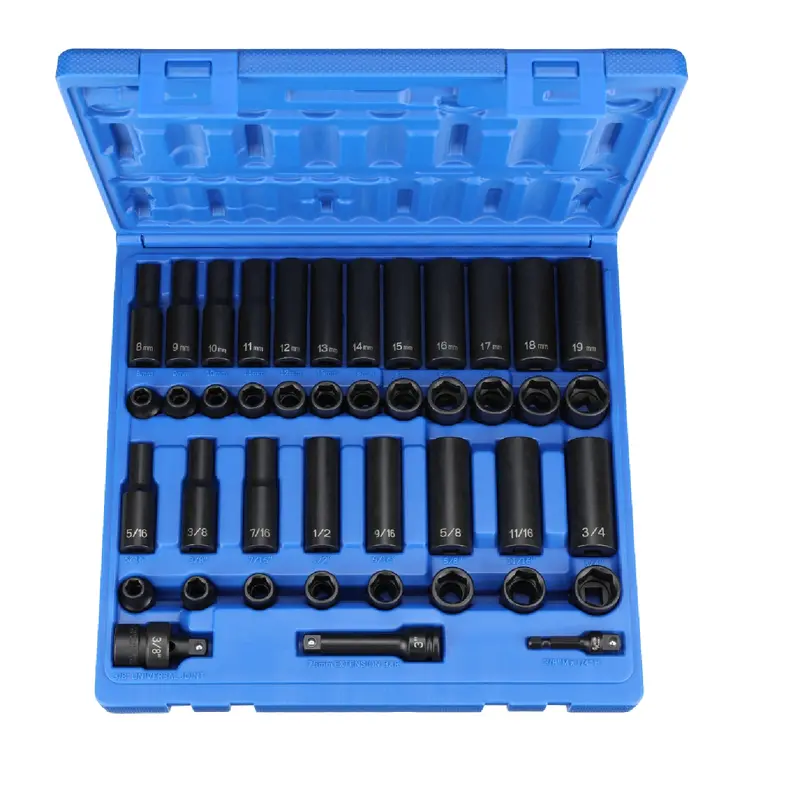Grey Pneumatic 1243Rd Dual-System Impact Socket Set — 3/8" Drive, 43-Piece (Sae & Metric, Standard/Deep) 1