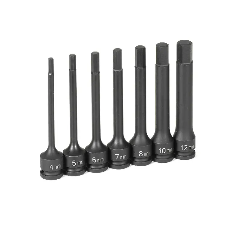 Grey Pneumatic 1247Mh Extended-Length Hex Driver Set – 7-Piece, 3/8-Inch Drive, 4-Inch Metric 1