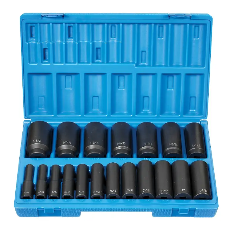 Grey Pneumatic 1719D 1/2" Drive 19-Piece 12-Point Deep Fractional Impact Socket Kit 1