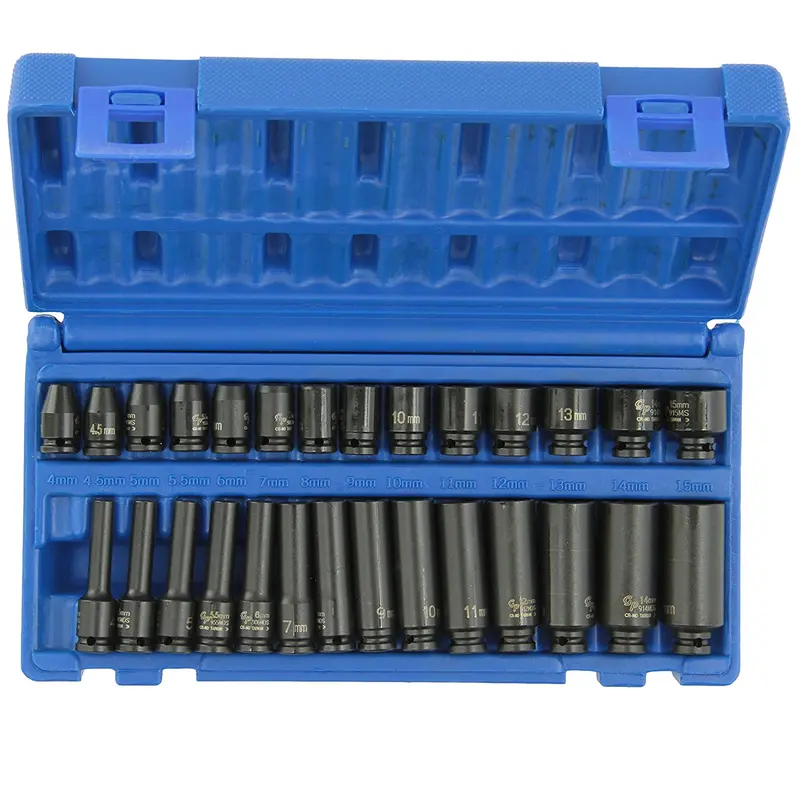 Grey Pneumatic 9728M Impact Socket Set – 28-Piece, 1/4-Inch Drive, Metric Master 1