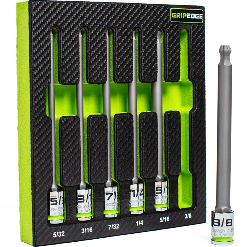 Gridedge Bhbs6Ls 6-Piece 3/8-Inch Drive Long Sae Ball-Hex Rpt Driver Set 1