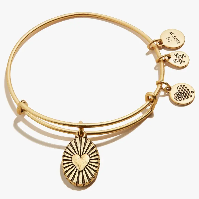 Heart Embossed Metal Bangle Bracelet 2