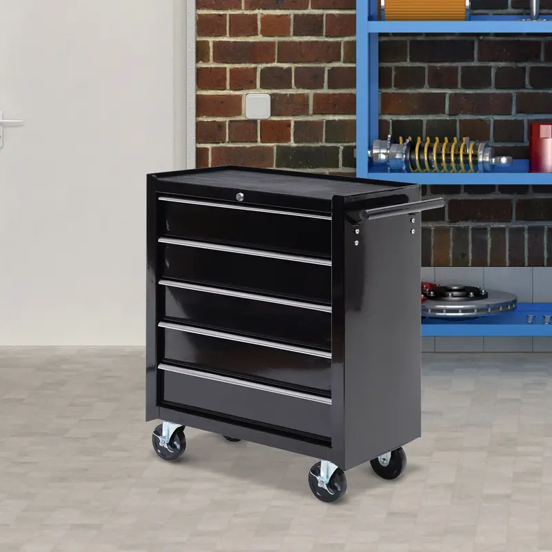 Heavy-Duty 5-Drawer Rolling Tool Chest – Cold-Rolled Steel, Black Finish 1
