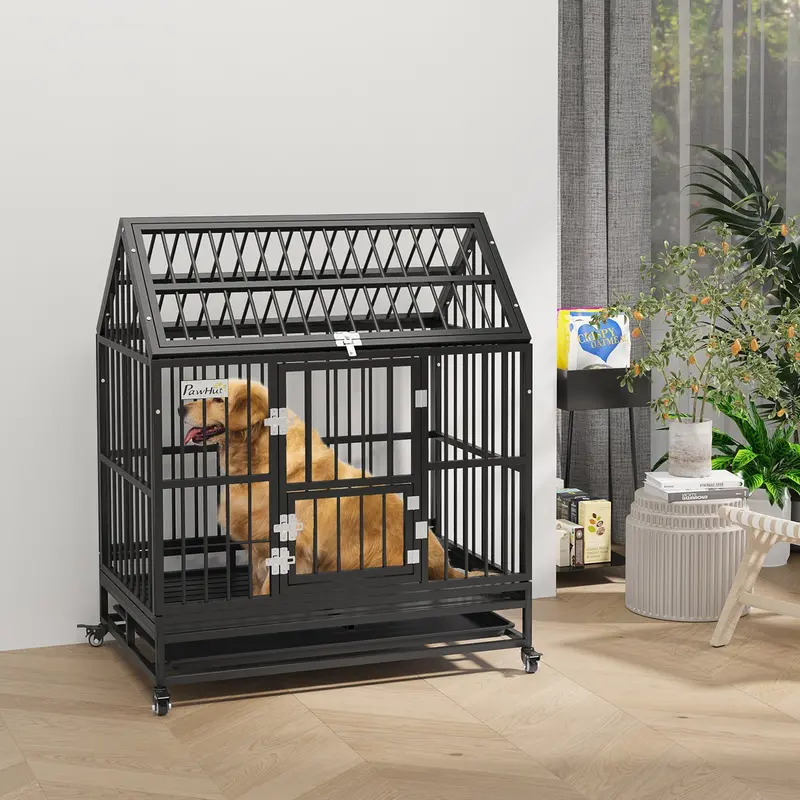 Heavy-Duty Rolling Dog Crate – 43 Inch Wheeled Pet Carrier By Pawhut 1