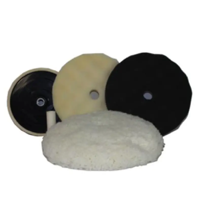 Hi-Tech Bk-4 Dual-Pad Detailing Kit: Wool Cutting + Foam Finishing Pads With Velcro Backing 1