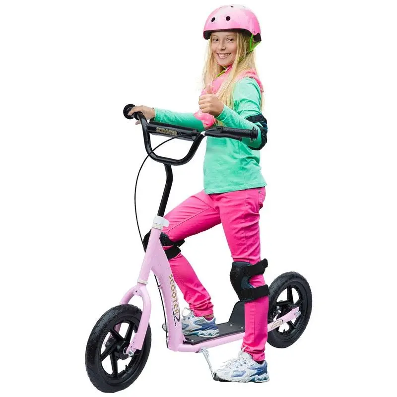 Homcom 12-Inch Kids’ Stunt Scooter – Pink Eva-Tyred Ride-On For Children & Teens 1