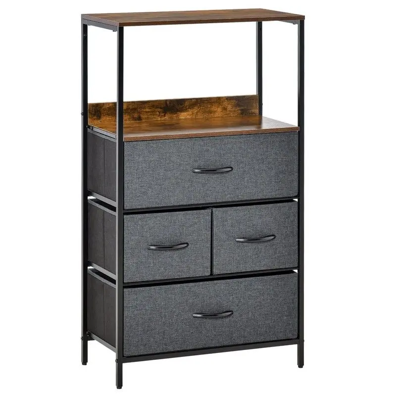 Homcom 4-Drawer Storage Chest – Black Shelves & Cabinets For Bedroom Or Entryway 1