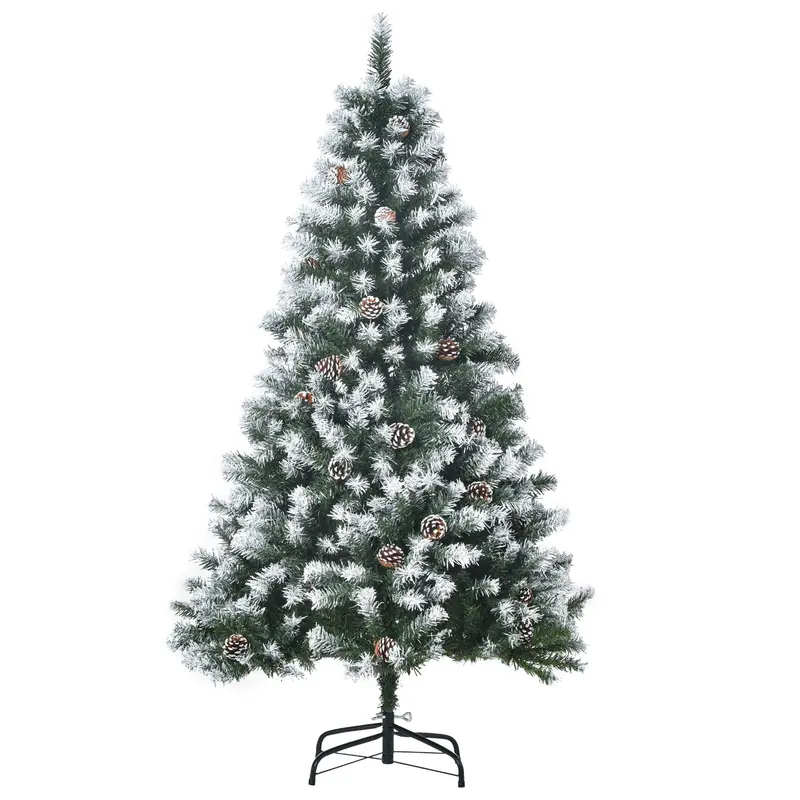 Homcom 5-Foot Festive Artificial Christmas Tree With Pine Cone Accents 1