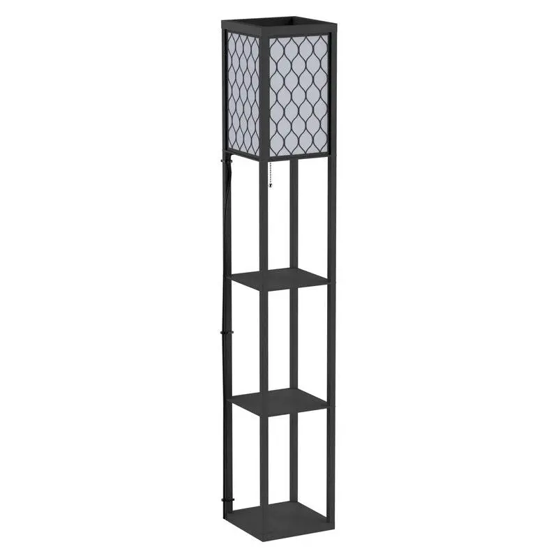 Homcom Floor Lamp With 4-Tier Wooden Open Shelving – Black Or White Finish (26X26X160 Cm) 1