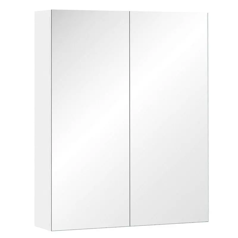 Homcom Wall-Mounted Mirror Cabinet – 60X15X75Cm, Wooden Double-Door Bathroom Storage 1