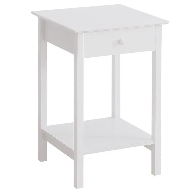 Homcom White Wooden Bedside Table – Multi-Functional Nightstand With Drawer & Shelf 1