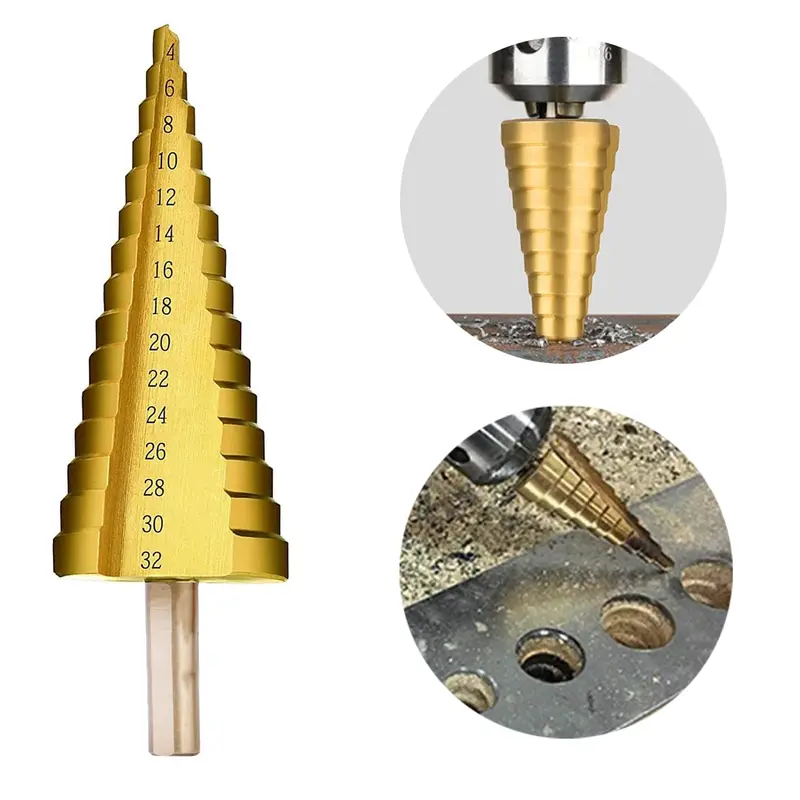 Hss Step Cone Drill Bit Set – 4–32 Mm Diameter Hole Cutter 1
