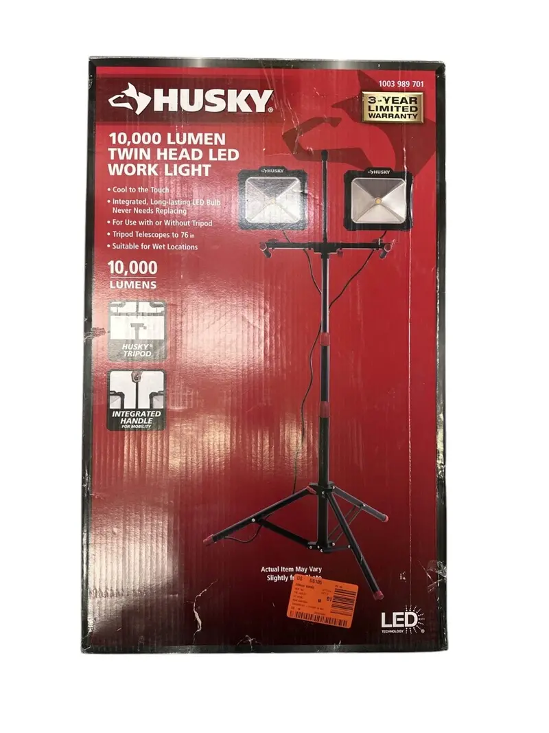 Husky 10,000-Lumen Twin-Head Led Work Light – Pre-Owned (Model 1003989701) 1
