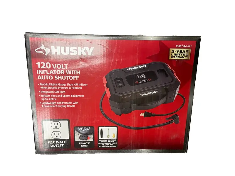 Husky 120V Tire Inflator With Auto Shut-Off & Led Display – Up To 130 Psi 1