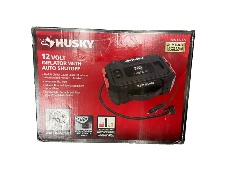 Husky 12V Digital Tire Inflator – Auto Shut-Off & Precision Gauge (1009-549-875) 1