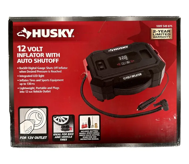 Husky 12V Digital Tire Inflator – Auto Shut-Off & Pressure Gauge (Model 1009549875) 1