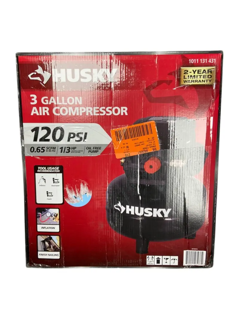 Husky 3-Gallon Portable Pancake Air Compressor – 120 Psi, Electric, Compact Design 1